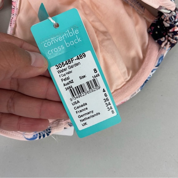 NEW Seafolly Water Garden Convertible Cross Back Bikini Top Underwire Sz 4 US - Picture 10 of 11